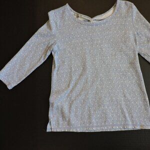 T by Talbots XS Misses light blue with white polka dots pull over shirt